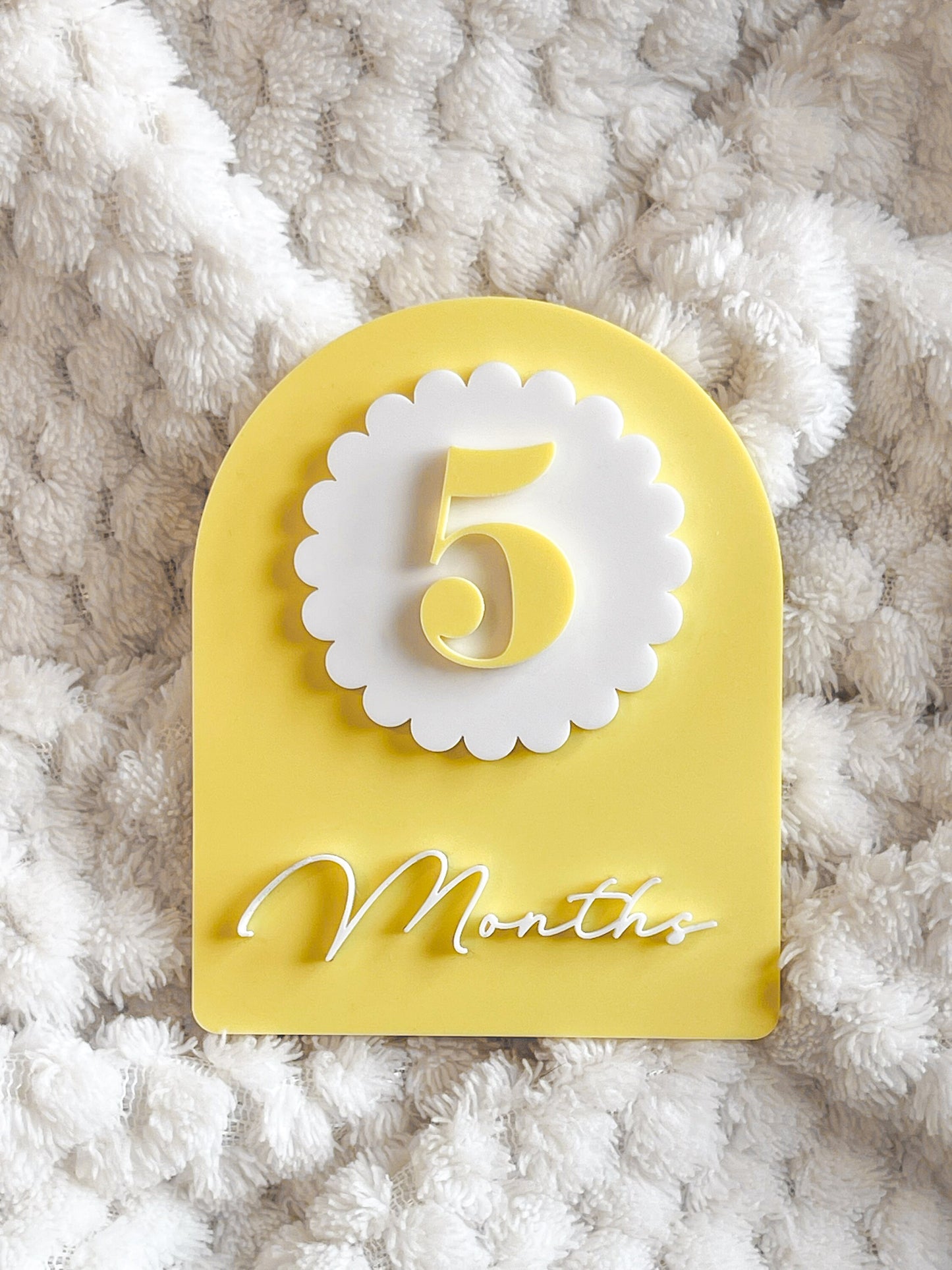 Interchangeable Scalloped Arch Baby Milestone Plaques | Baby Photo | Baby Shower Gift | Acrylic