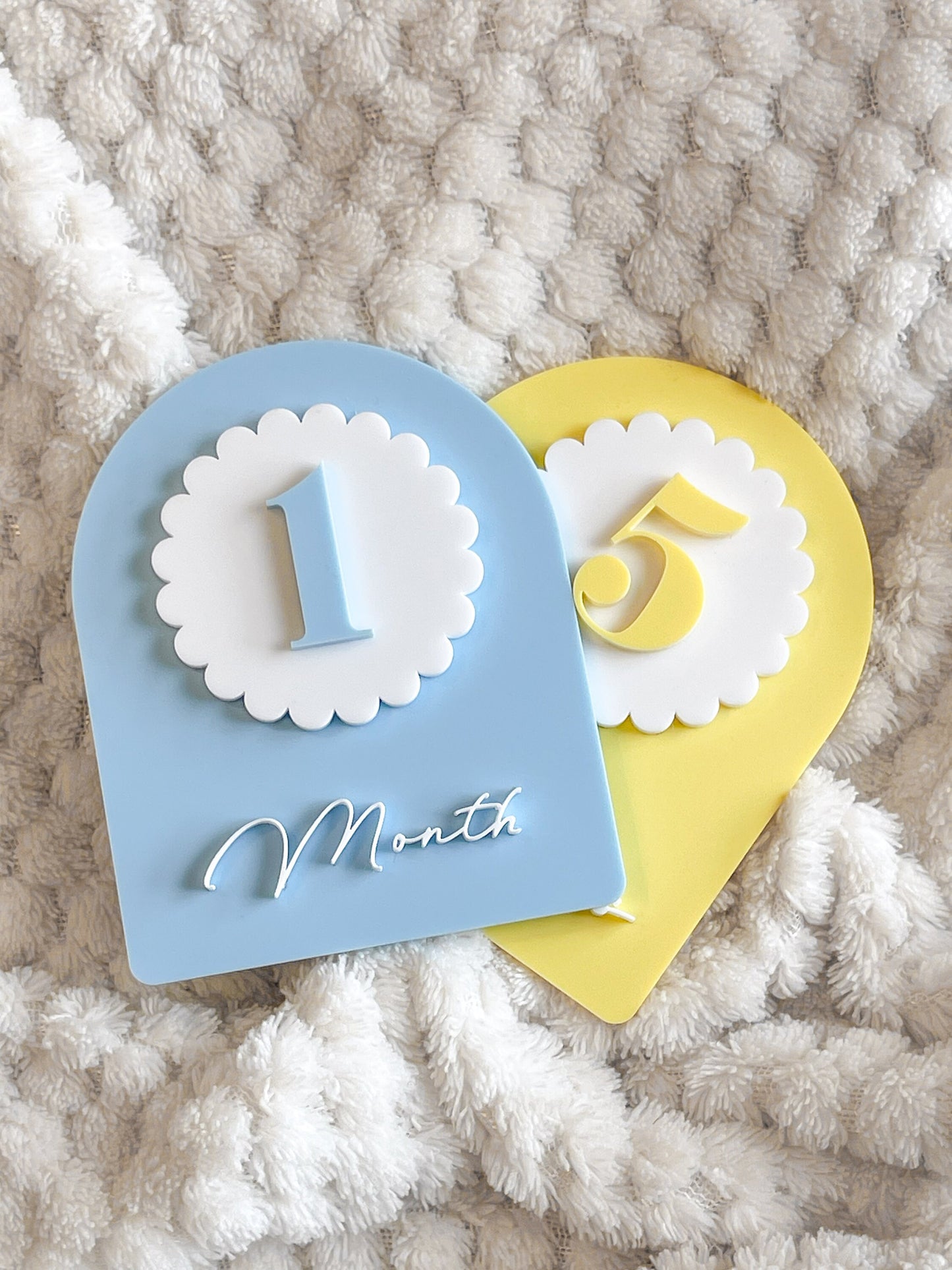 Interchangeable Scalloped Arch Baby Milestone Plaques | Baby Photo | Baby Shower Gift | Acrylic