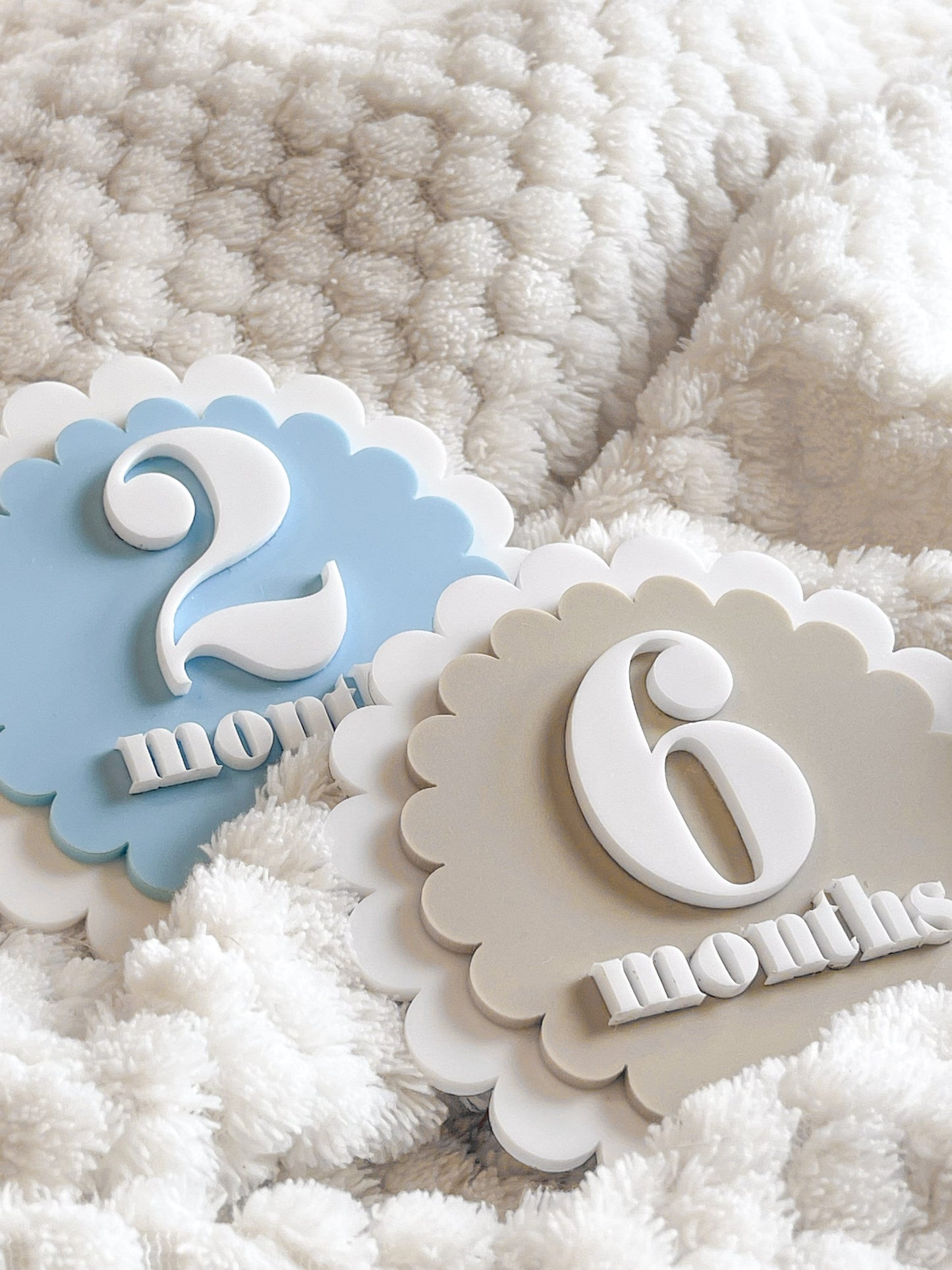 Scalloped Interchangeable Monthly Baby Milestone Plaques | Baby Photo | Baby Shower Gift | Acrylic