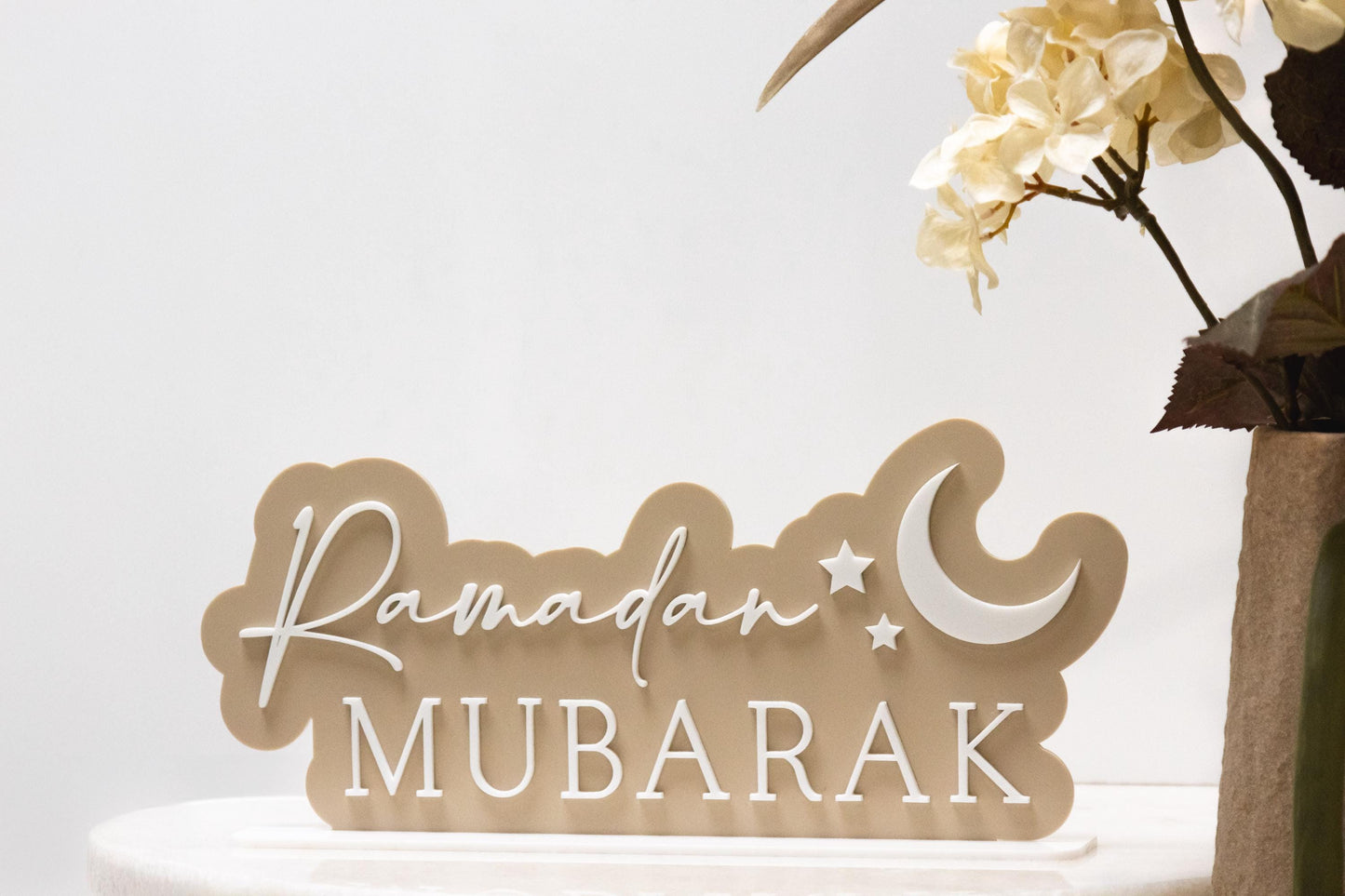 Ramadan Mubarak Sign | 3D Layered | Ramadan Decor | Islamic Home Deco | Crescent Moon and Stars | Ramadan Gift